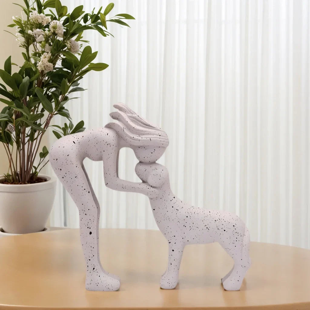 Estátua Menina e Cachorro em Resina – Decorativa