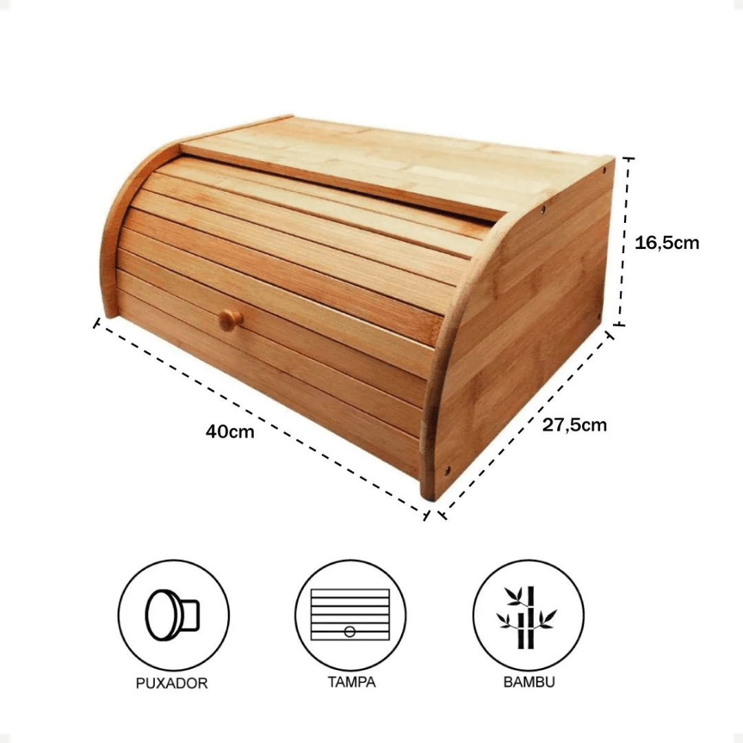 Porta Pão de Bambu 2 Andares – Organização com Toque Natural