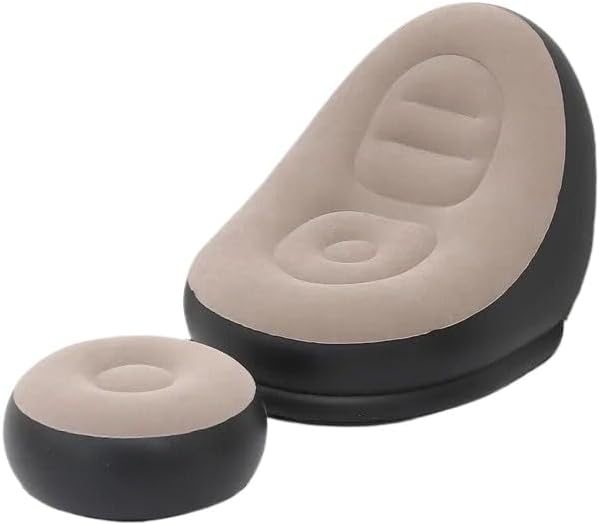 Conjunto Poltrona e Puff Inflável Ultra Lounge Portátil Descanso Preguiçoso Sofá Poltrona