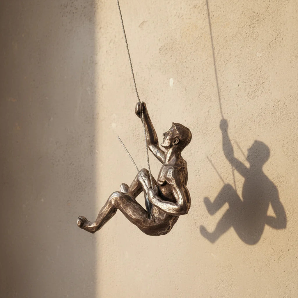 Escultura Homem Escalando em Resina – Decoração Industrial