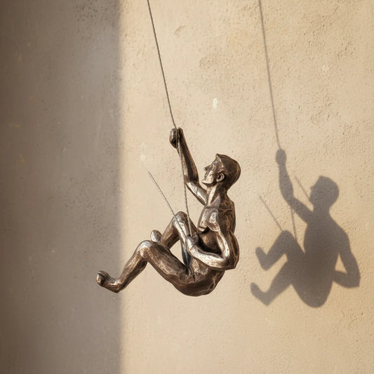 Escultura Homem Escalando em Resina – Decoração Industrial
