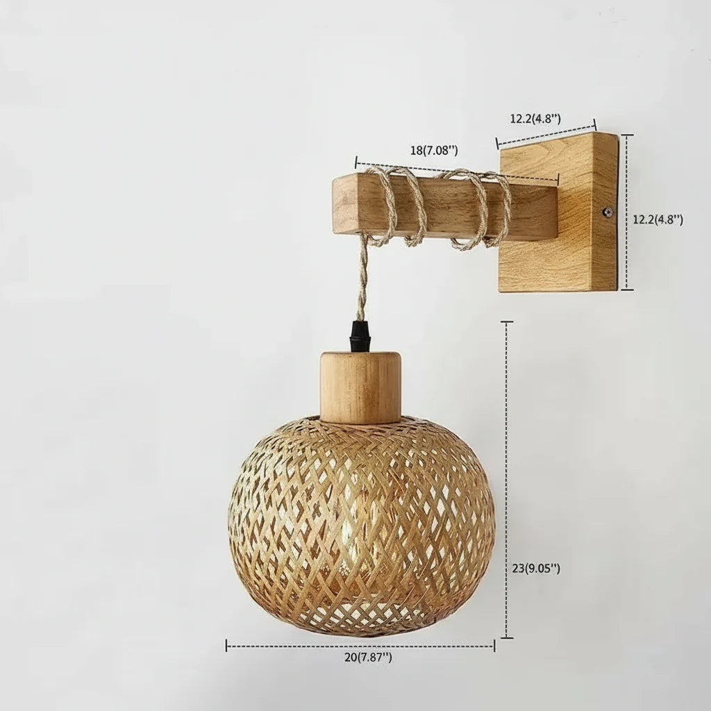 Arandela de Parede Bola Bambu – Luminária Artesanal Natural