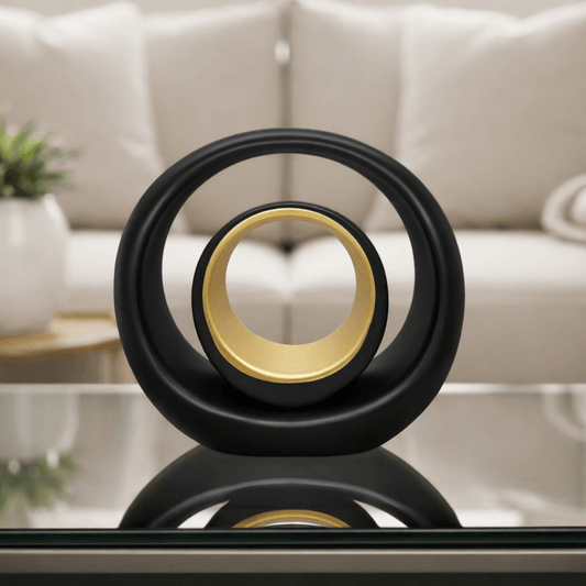 Argola Dupla Decorativa em Cerâmica – Arte com Toque Dourado