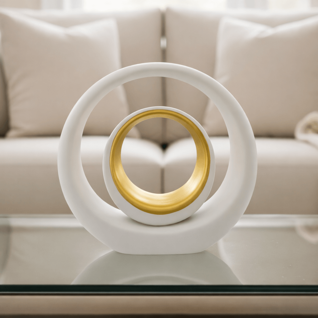 Argola Dupla Decorativa em Cerâmica – Arte com Toque Dourado