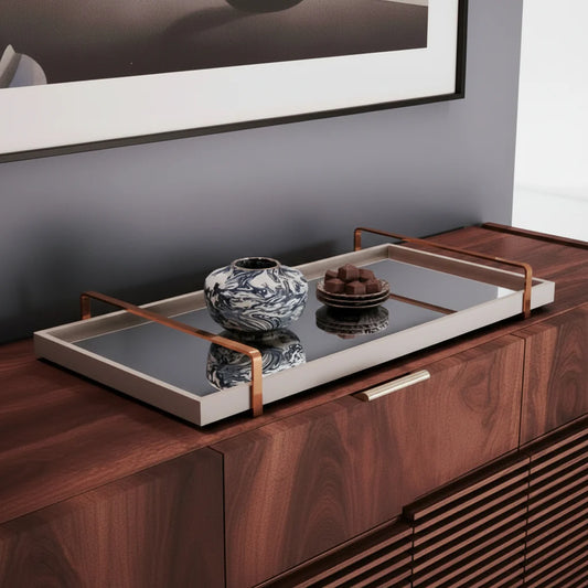 Bandeja Decorativa Espelhada – Sofisticação com Alças Metálicas