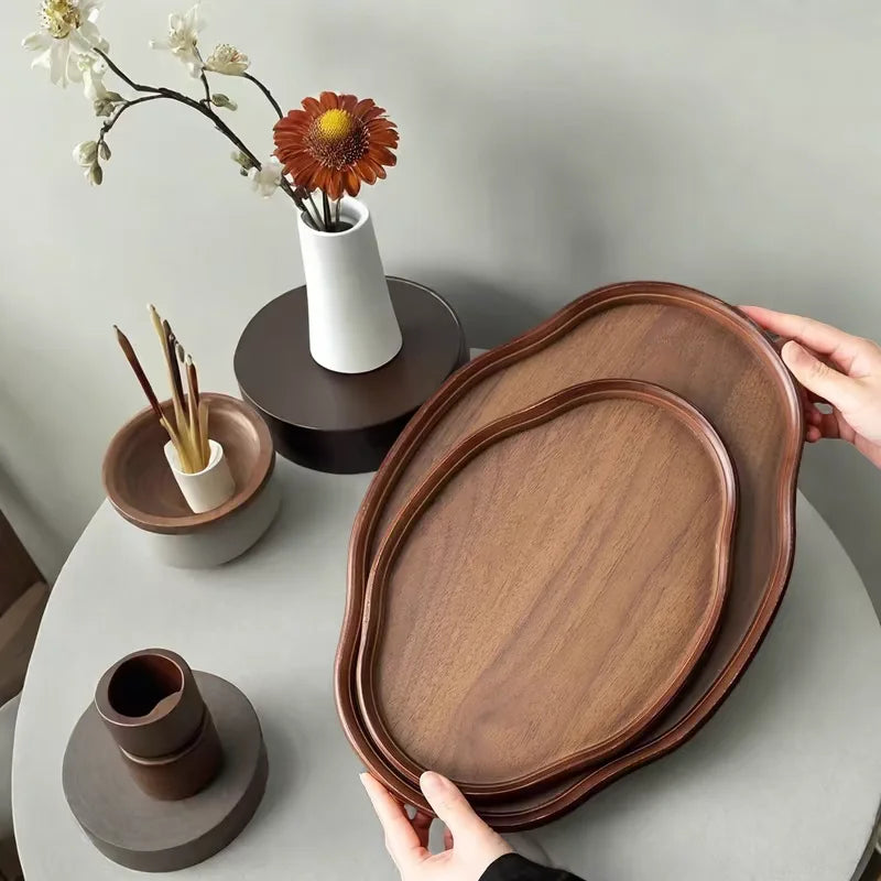 Bandeja de Madeira Enyawell – Oval Artesanal para Servir e Decorar