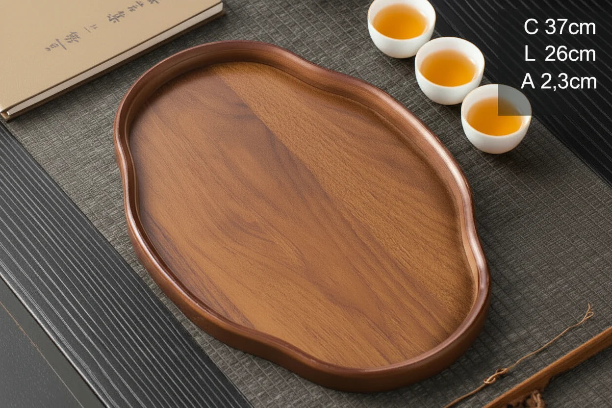 Bandeja de Madeira Enyawell – Oval Artesanal para Servir e Decorar