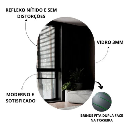 Espelho Oval LED 40x50cm Decorativo Moderno com Led