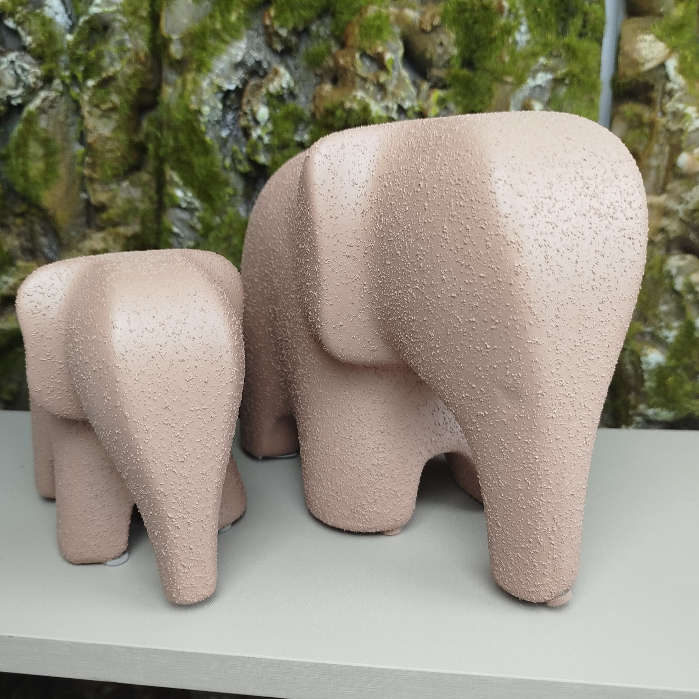 Estatueta Elefante Família em Cerâmica – Decoração