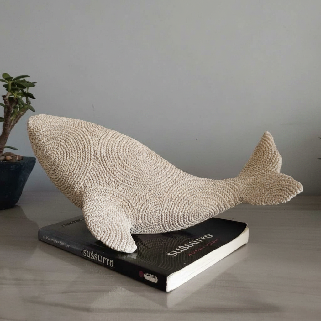 Escultura Decorativa Baleia em Gesso – Estilo Boho