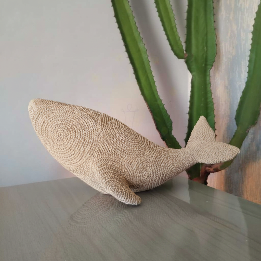 Escultura Decorativa Baleia em Gesso – Estilo Boho