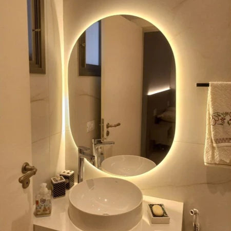 Espelho Oval LED 40x50cm Decorativo Moderno com Led
