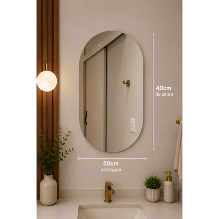 Espelho Oval LED 40x50cm Decorativo Moderno com Led