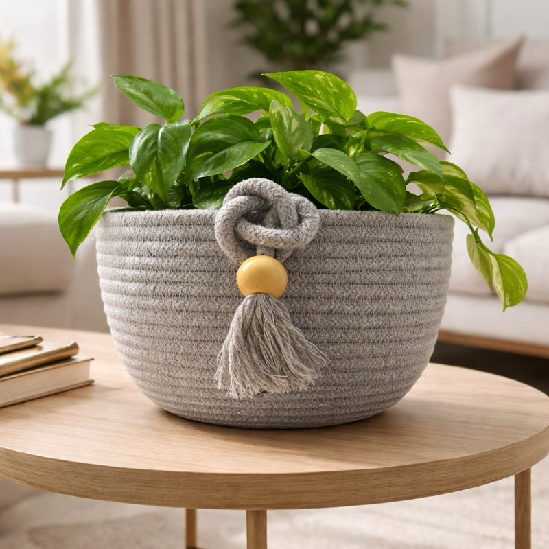 Cachepô de Corda de Algodão – Decoração Natural e Sustentável