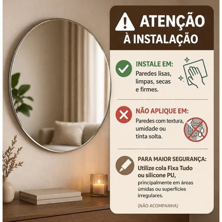 Espelho Oval LED 40x50cm Decorativo Moderno com Led