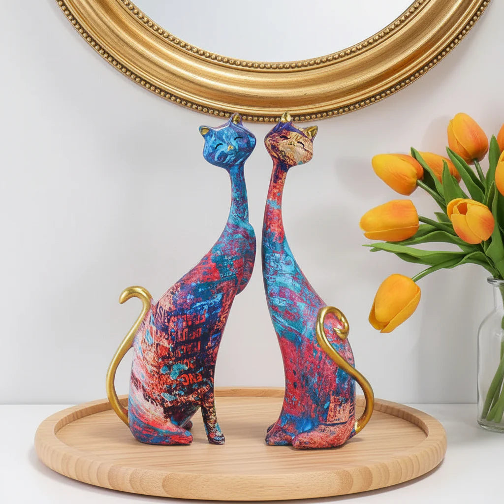 Escultura Decorativa Felino em Resina – Estilo Nórdico