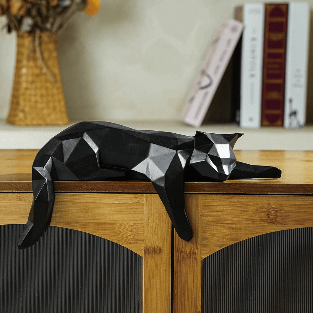 Estátua Decorativa Gato Geométrico em Resina