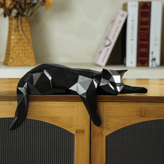 Estátua Decorativa Gato Geométrico em Resina