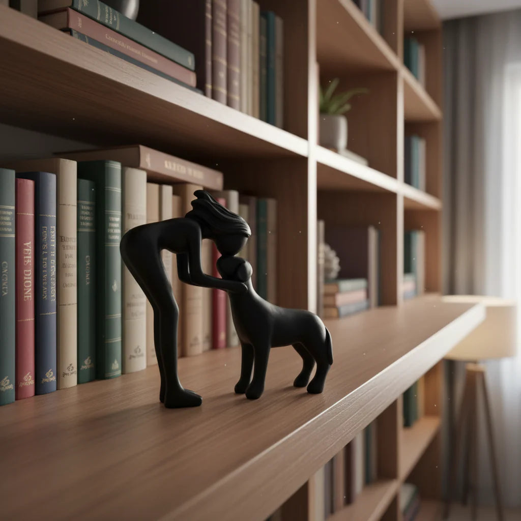 Estátua Menina e Cachorro em Resina – Decorativa