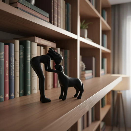 Estátua Menina e Cachorro em Resina – Decorativa