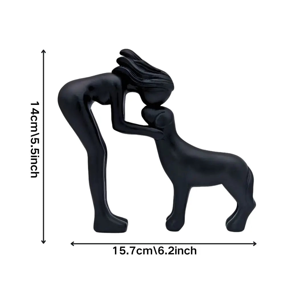 Estátua Menina e Cachorro em Resina – Decorativa