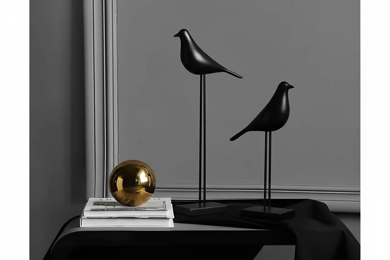 Estátua de Pássaro em Resina – Design Nórdico
