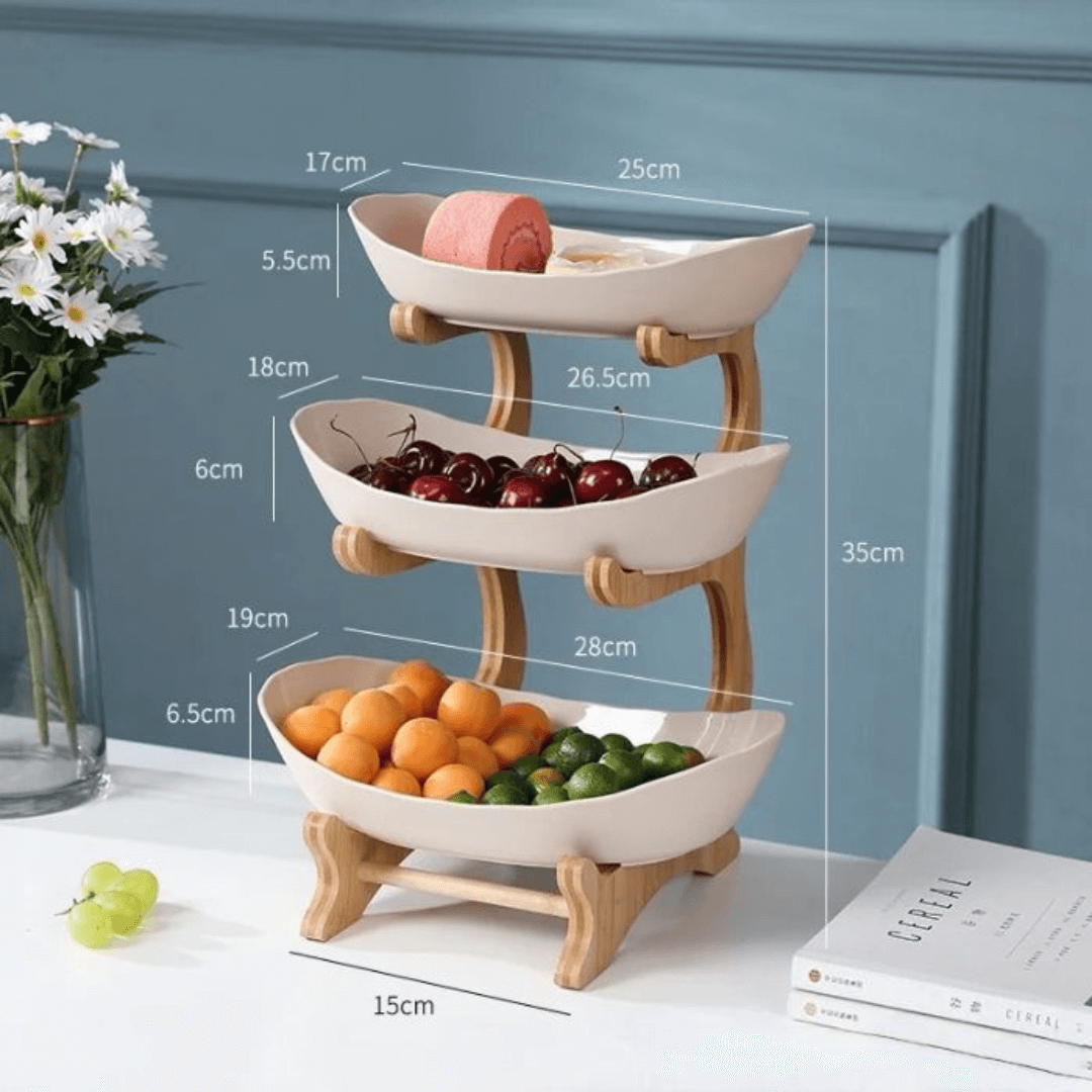 Fruteira Criativa Moderna – Organizador de 3 Andares para Frutas, Doces e Lanches