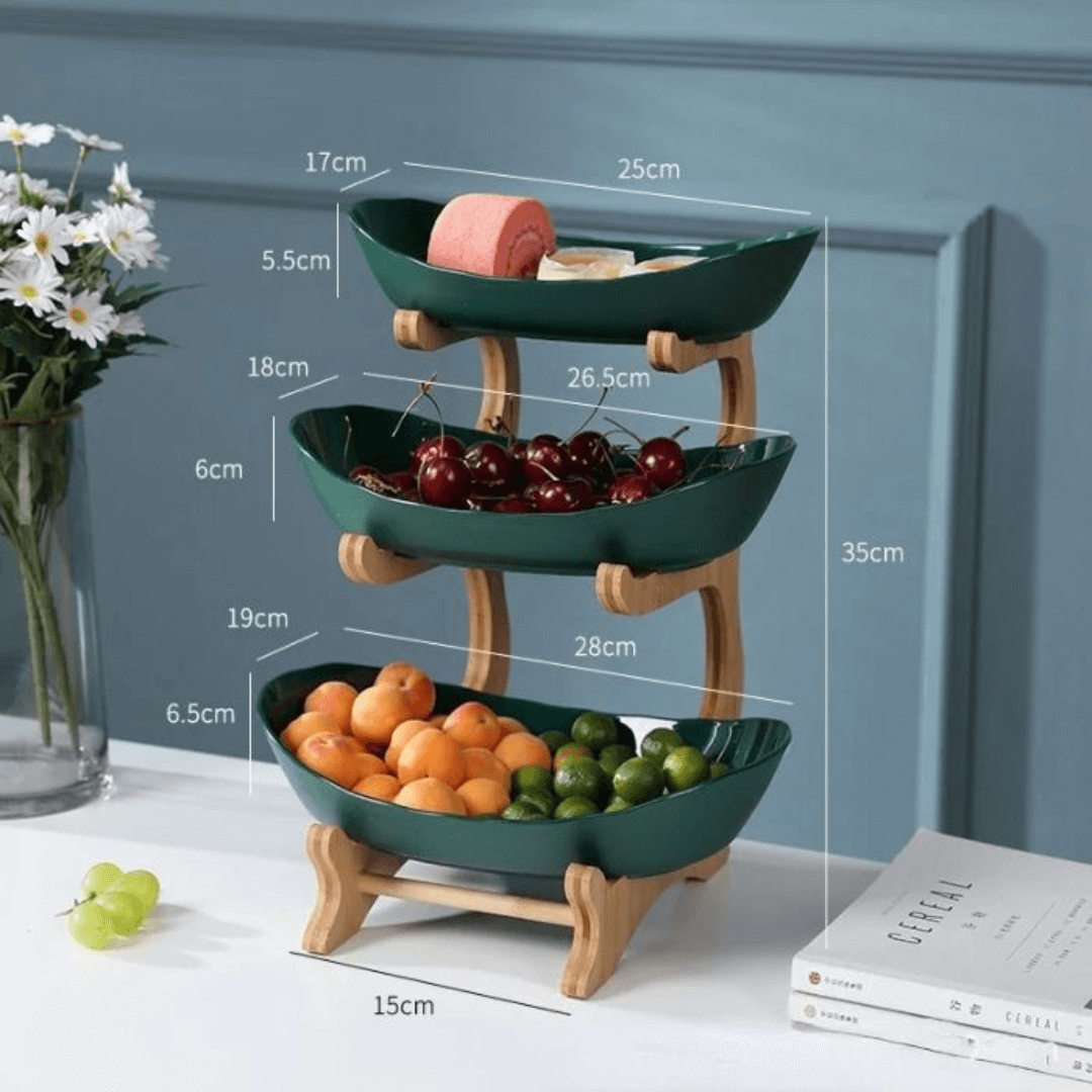 Fruteira Criativa Moderna – Organizador de 3 Andares para Frutas, Doces e Lanches