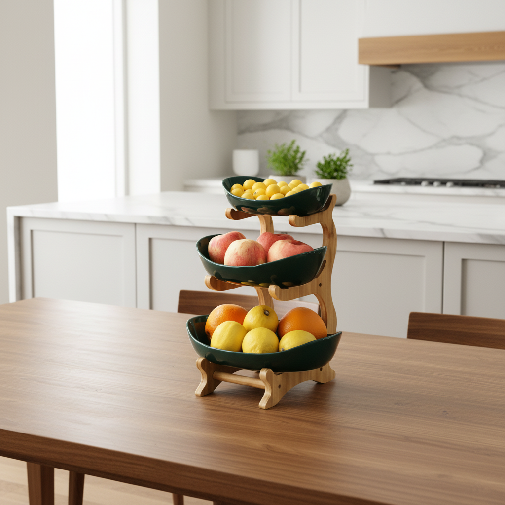 Fruteira Criativa Moderna – Organizador de 3 Andares para Frutas, Doces e Lanches
