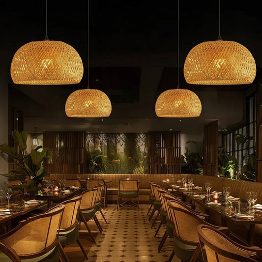 Luminária Pendente Cesto INV Bambu – Decoração Natural e Aconchegante