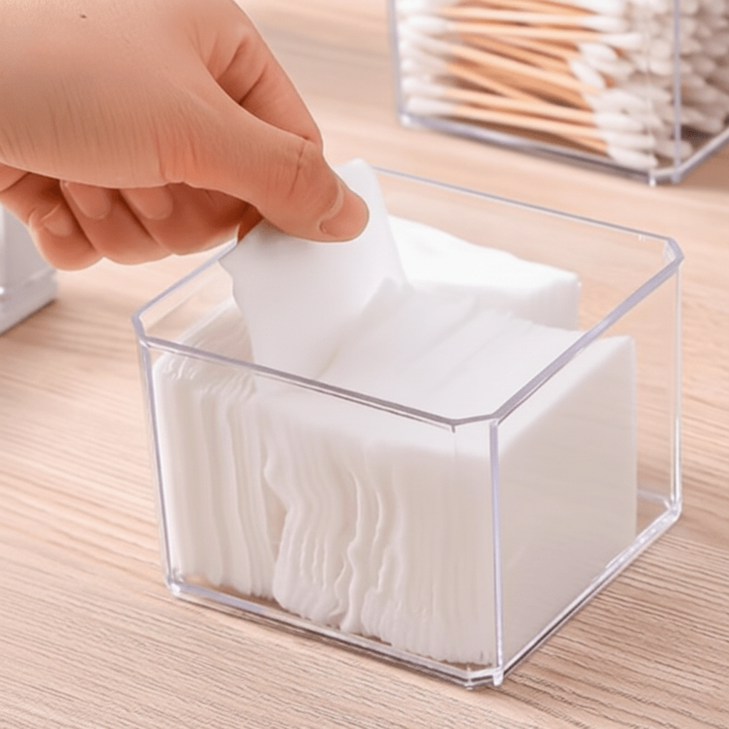 Organizador Acrílico com Tampa de Bambu 9,3x9x7 cm