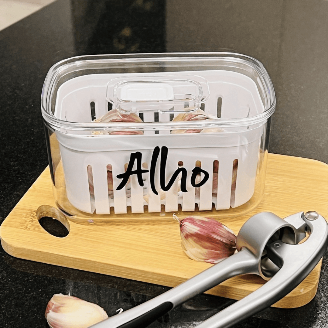Organizador Clear Fresh com Cesto – Alho, Cebola e Tomate Frescos por Mais Tempo