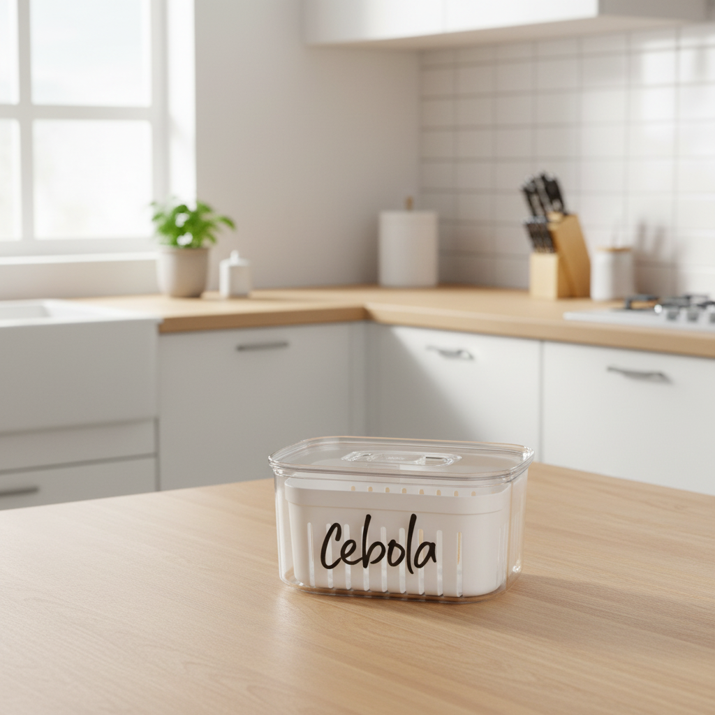 Organizador Clear Fresh com Cesto – Alho, Cebola e Tomate Frescos por Mais Tempo
