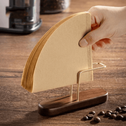 Porta Filtros de Café em Madeira e Latão