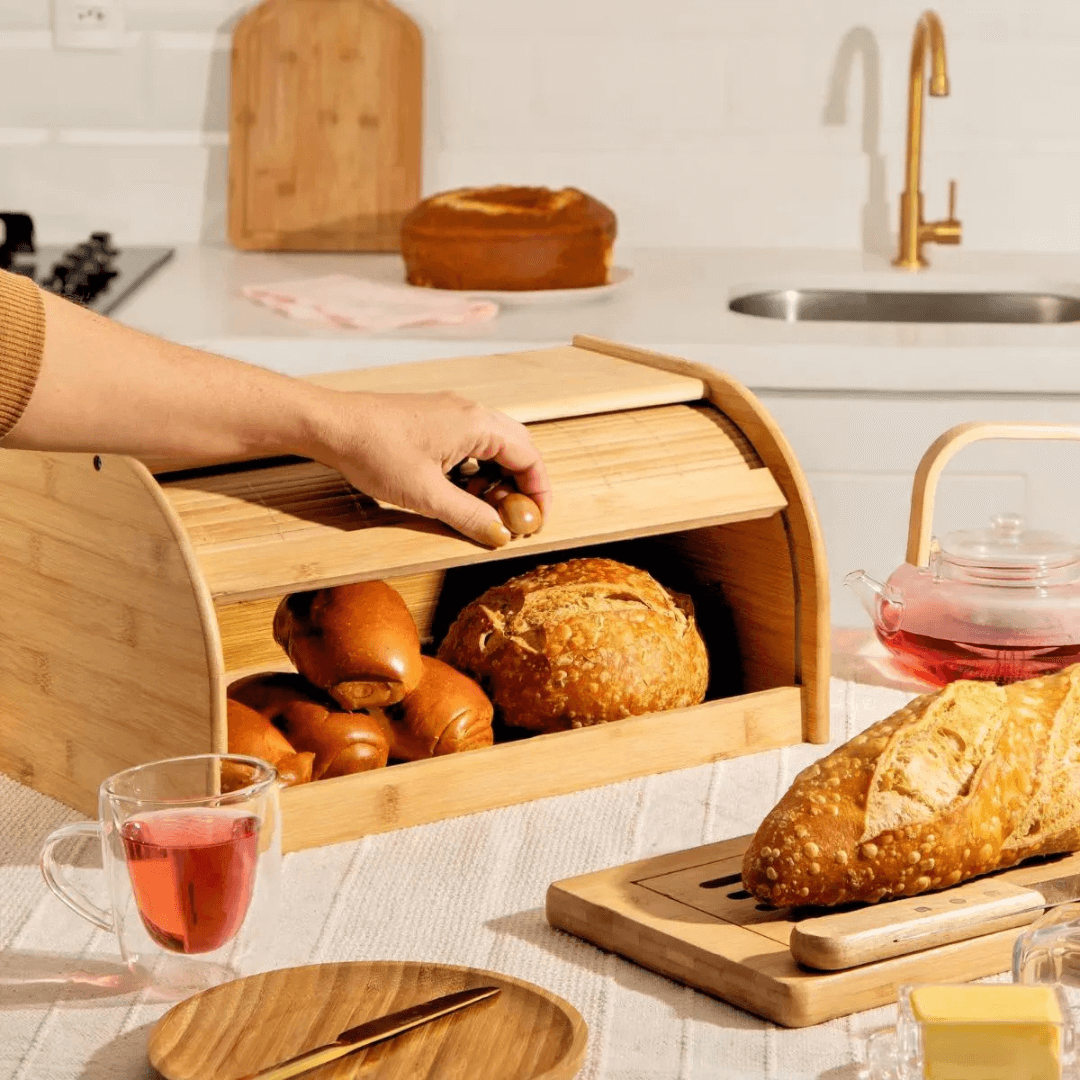 Porta Pão de Bambu 2 Andares – Organização com Toque Natural