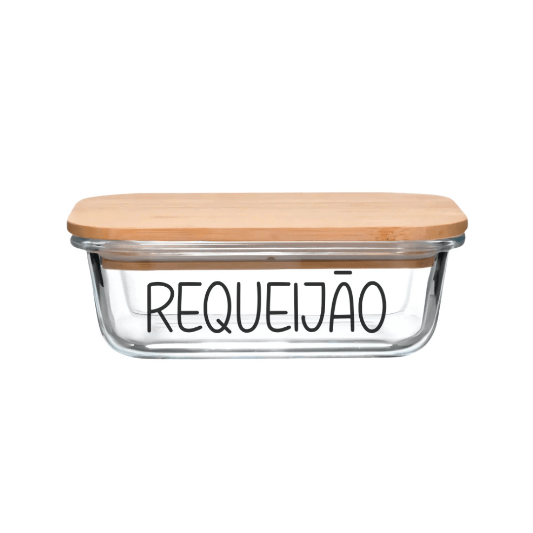 Pote Hermético de Vidro com Tampa de Bambu 370ml