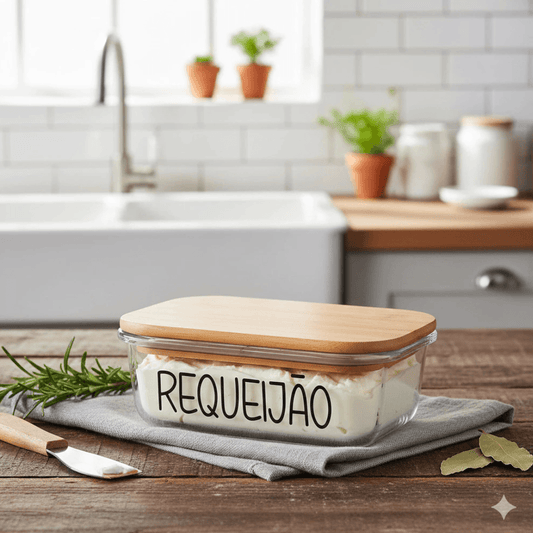Pote Hermético de Vidro com Tampa de Bambu 370ml
