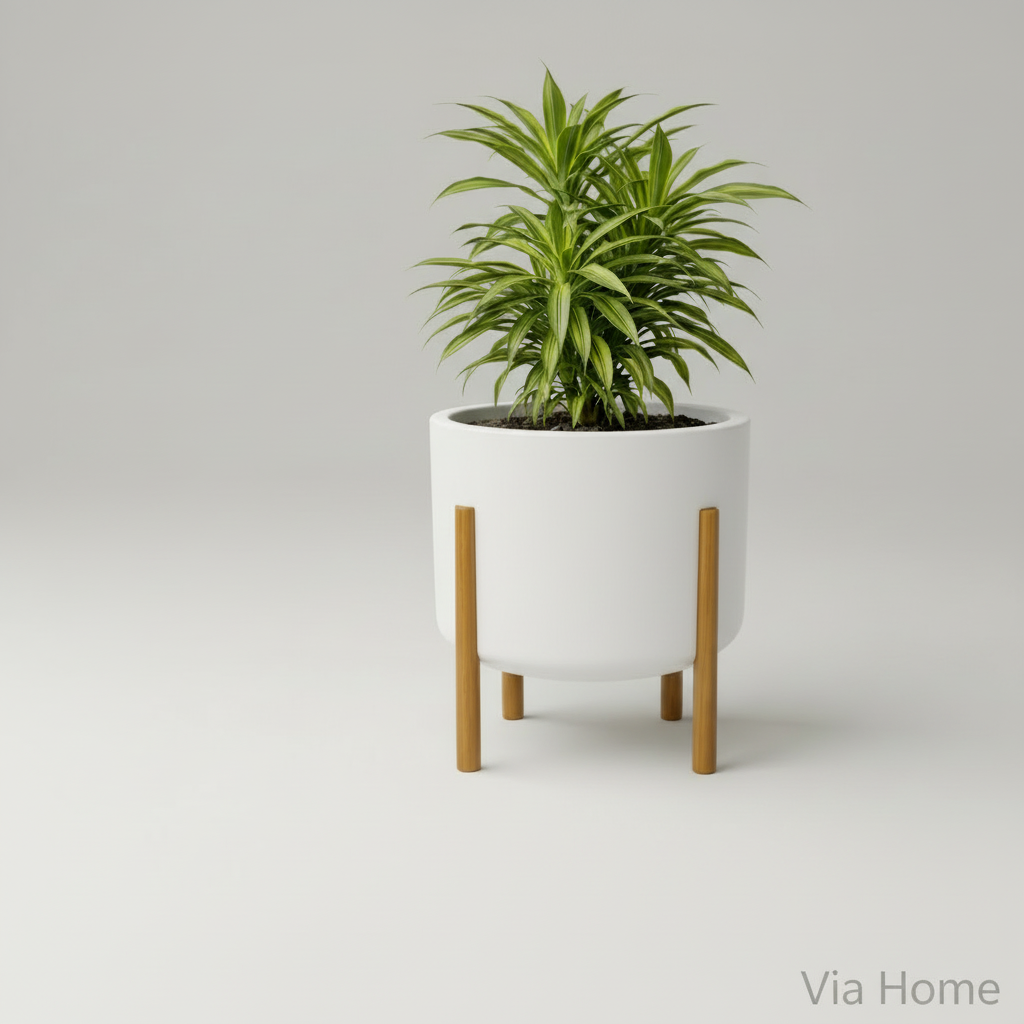 Vaso Decorativo com Pés de Madeira